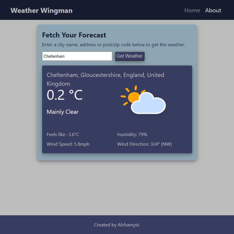 Screenshot of Weather Wingman